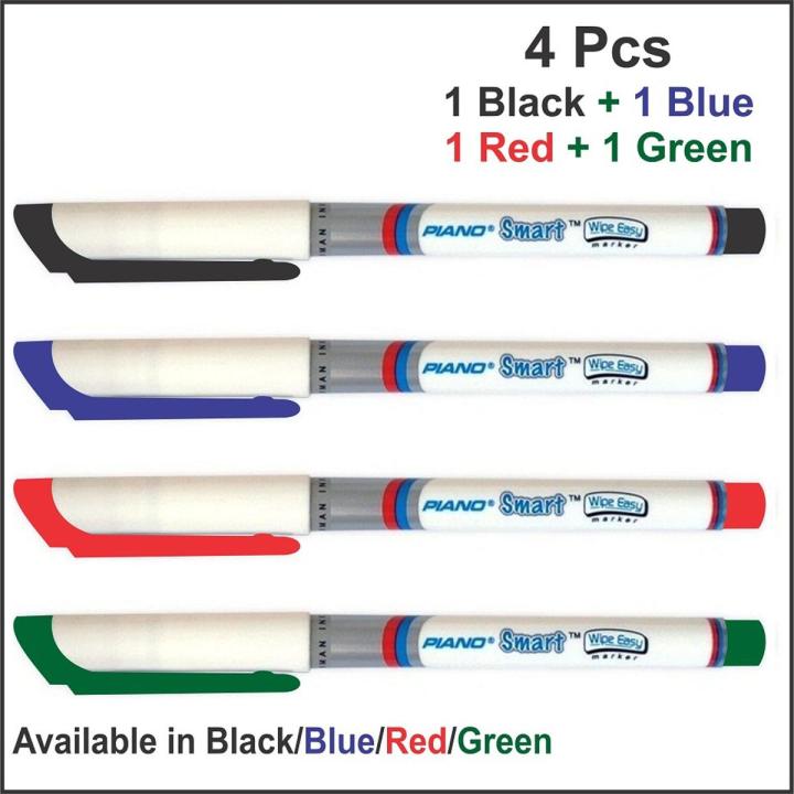 PIANO Smart Wipe Easy White Board Marker-Pack of 4 Pcs