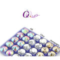 8mm-16mm Round Crystal AB Color Silver Base Sew On Rhinestone Beads, Sew On Stones Spacer buttons for Garment Jewelry 30-100pcs. 