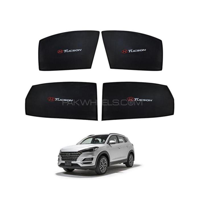 HYUNDAI TUCSON SUN SHADES LOGO / WINDOW CURTAINS / BLINDS (DARK) BLACK 4PCS