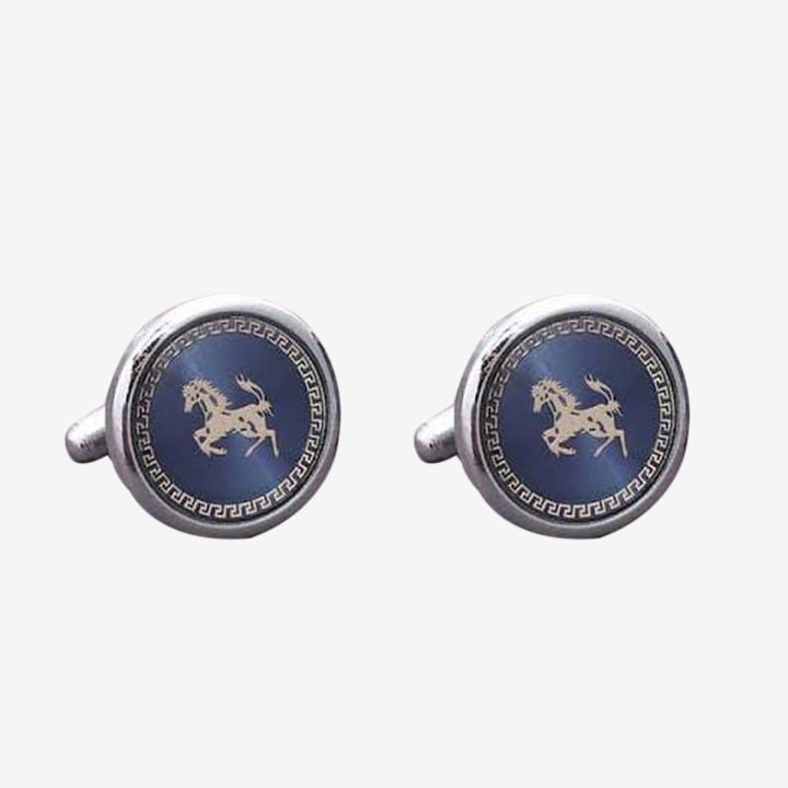 TRENDIRELLA Horse Printed Round Cufflinks, Best Gift for Men