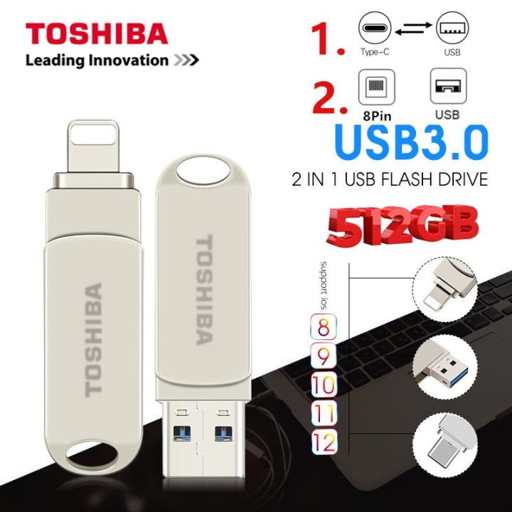 【COD+Original+Ready stock】Toshiba os/USB Type-c/USB Metal Pendrive 512GB Phone OTG USB Flash Drive