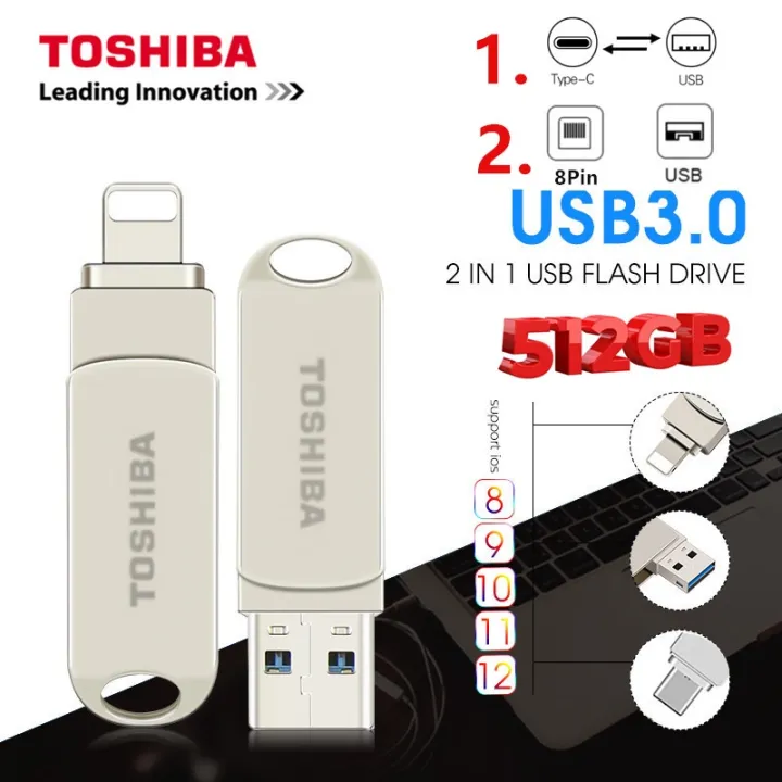 【COD+Original+Ready stock】Toshiba os/USB Type-c/USB Metal Pendrive 512GB Phone OTG USB Flash Drive