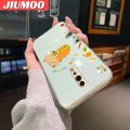 JIUMOO For OPPO Reno Z Case Cartoon Cute Bear Side Phone Case Square Edge Pattern Silicone Luxury Plating Casing Full Back Cover Camera Protection Cases Shockproof Softcase. 