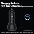 For vivo car charger,120W 2 port cigarette lighter charger,12-24V metal car phone charger for vivo X90/X80/X60/Y72/Y33/V21/V25. 