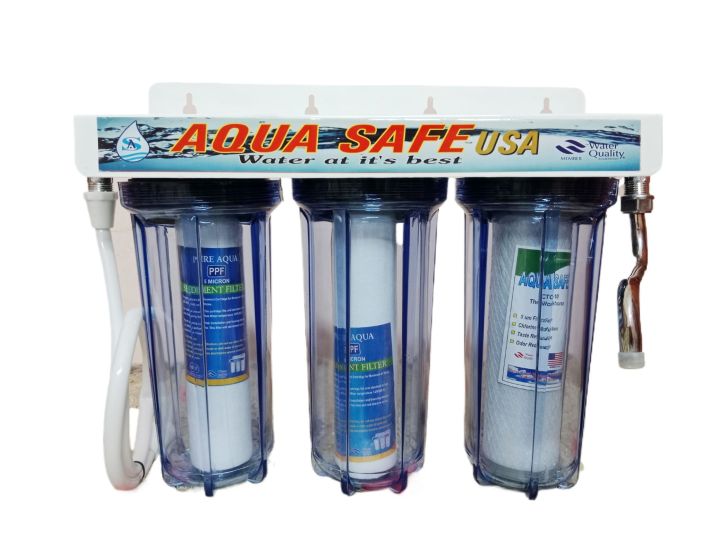 Aqua Safe Water Filter & Purifier System, 3 Stage Non Electric Purification Machine for Drinking Pure, Clean Water with Cartridges|2 PPF + CTO | Water Filter for Home & Office| Water Purifier for Home| Triple Water Purification System Non UV |Taste & Odor