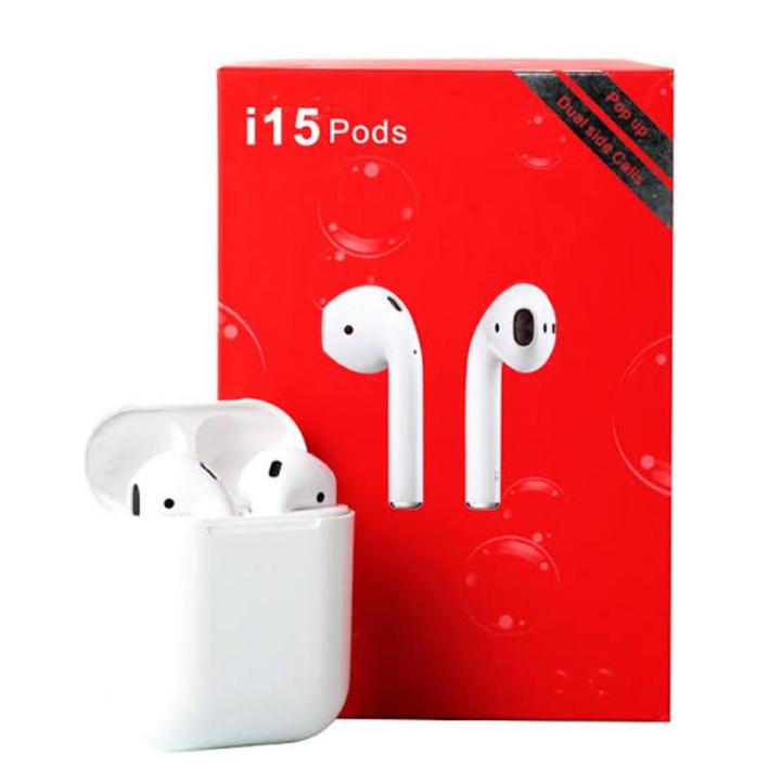 i15 Tws Double Mini Bluetooth 5.0 touch Earphones with Wireless Charger Support / Earbuds / Wireless Air pods