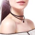 Pack of 6 Black Choker Necklaces for Girls & Kids Trendy Fashion Jewellery Set Adjustable Velvet & Stretch Design Stylish Party & Daily Wear Accessories. 