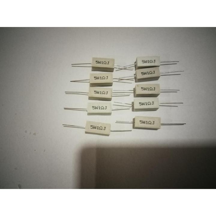 10 Pcs Ceramic Cement Resistor 5 Watt 1 Ω - 1 Ohm
