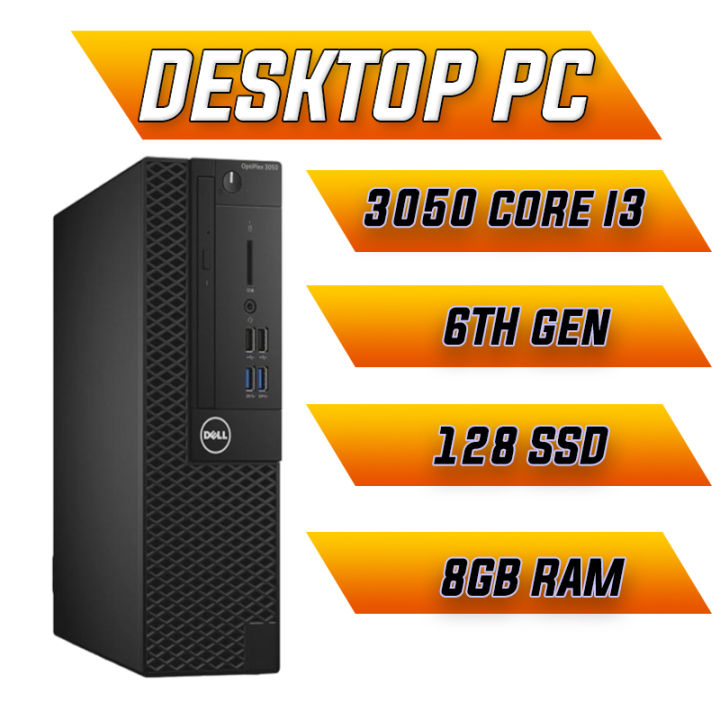 3050 SSF Desktop Computer, Intel Core i3-6100, 6th Generation, 8GB DDR4 RAM, 128GB SSD, Windows 10