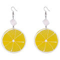 ARELENE Summer Resin Lemon Orange Slice Drop Earrings Women Acrylic Fruit Jewelry. 