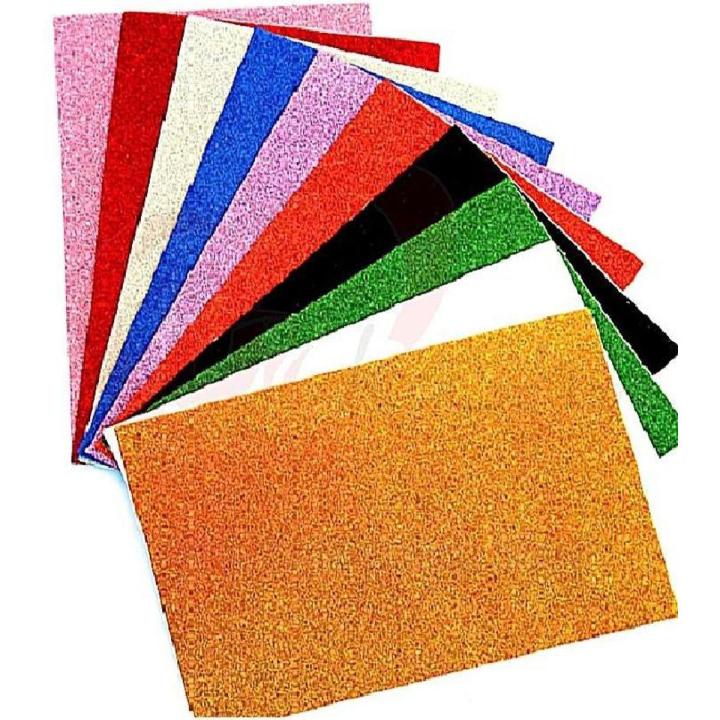 Glitter Fomic Sheet Sticker Pack of 10 Multicolour Glitter Fomic Sheet Sticker – 1 Free with 9 Sheets