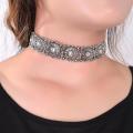 Vintage Boho Antique Silver Tattoo Statement Necklace Retro Turquoise Beads Collar Choker Necklace Women Neck Jewelry. 