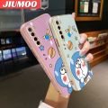 JIUMOO For Xiaomi MI Redmi Note 8 Note 8T Case Cartoon Cute Doraemon Cat Side Design Luxury Plating Phone Case Square Edge Pattern Liquid Silicone Casing Full Cover Camera Soft Protection Cases. 