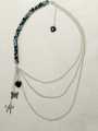 3 Layered Chain Necklace with Beautiful Charms and Beads – Punk Trendy Casual Jewelry for Girls & Women. 