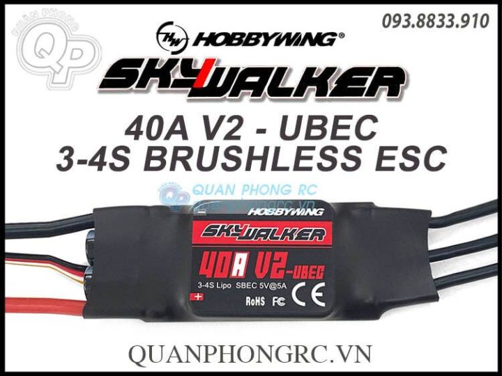 Upgraded HobbyWing Skywalker V2 Series 40A UBEC ESC