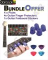Guitar Fretboard Stickers with guitar finger protectors and simple picks. 