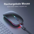 Ultra Slim Dual Mode 5.1 Bluetooth mouse Rechargeable Battery Gaming RGB USB Wireless Optical Mouse With Silent Clicks Black 2.4G Backlit Mice - Plug and Play. 