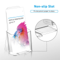 Acrylic Brochure Holder Slant Back Design, Clear Display Stand, Plastic Table Stand Sign Holder 2 Pack Durable Easy to Use. 