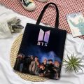 BTS Tote Bag Premium Bangtan Boys Member Design Canvas Zipper Hanging Bags. 