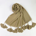 aldhani-Chiffon Hijab Scarf Women Head Wrap Shawls Flower Hijabs Tassel Scarves. 