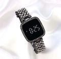 HOT DEAL NO 1 Full Diamond Touch Screen LED Watch Steel Chain with Diamonds Ladies Korean watches for girls Ins Girls Alloy Ribbon Streamer Watch Female Accessories ladies watch. 