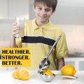 Stainless Steel Manual Press Lemon Squeezer Lime Premium Quality, Heavy Duty, Kitchen Tools, Lemon Juice Extractor Latest Model for New Generation Demand Orange Citrus Hand Press Juicer (Silver). 