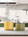 Rice Grain Dispenser Acrylic Storage Jar Moisture-proof Self Sealing Dry Food Container Cup Measuring Display Kitchen Accessories ,Capacity 2L & 1.8L (Assorted Colors). 