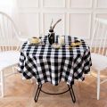 Round Buffalo Plaid Tablecloth-1 * Tablecloth-black & white. 