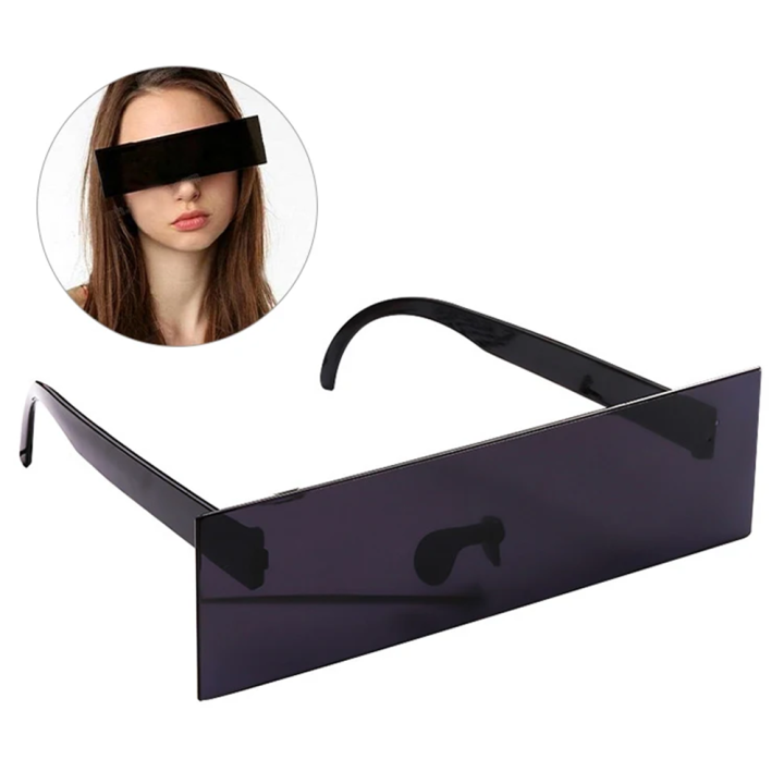 Covered Lenses Square Sunglasses Protective Fancy Black Censorship Glasses Unisex Prop Eyewear for Christmas Party Costume Accessory Festival Outfit Photo Shoots Themed Events