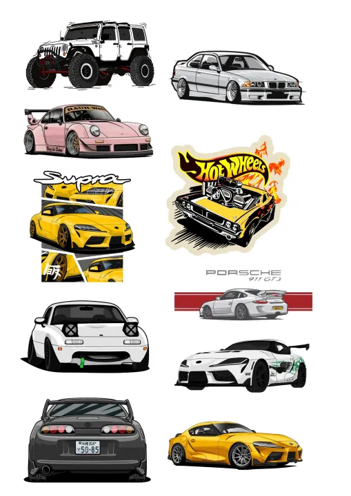 Car Stickers for Kids Sticker For Laptop - Mobile 3 inch x 3 inch Pack ...