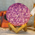 Handmade Rattan Ball Table Lamp - Warm Yellow Light for Home Decor. 