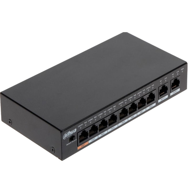 Dahua 8 Port POE Switch 100MBPS  HUB - 8 Port SWITCH POE  Unmanaged  DH-PFS3010-8ET-65