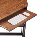 Corner Computer Table with Smooth Keyboard & Storage Shelves for Home Office Workstation Table , White & Gold. 