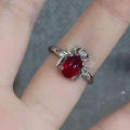 Irregular Red Crystal Glass Heart Aesthetic Rings For Women Y2K Gothic Animal Spider Ring Creative Grunge Jewelry Accessories. 