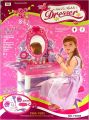 Princess Dressing Table Pretend Play Kids Vanity Table And Chair With Flashing Lights, Mirror, Working Hair Dryer...(73008). 
