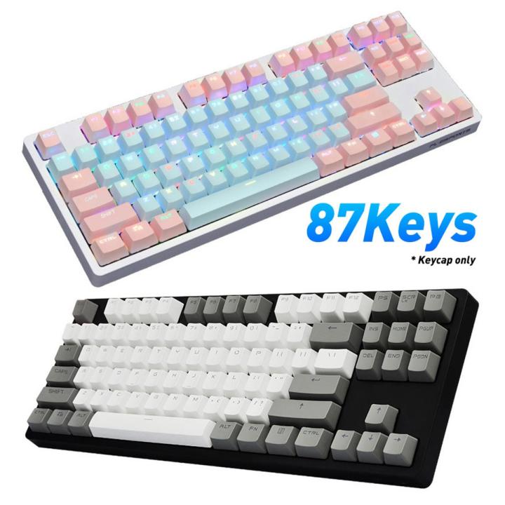87Pcs/Set Keycap Color Matching Light-proof PBT Mechanical Keyboard Keycap for Cherry Keyboard For pc(JUST Keyboardcaps,Not a Keyboard)