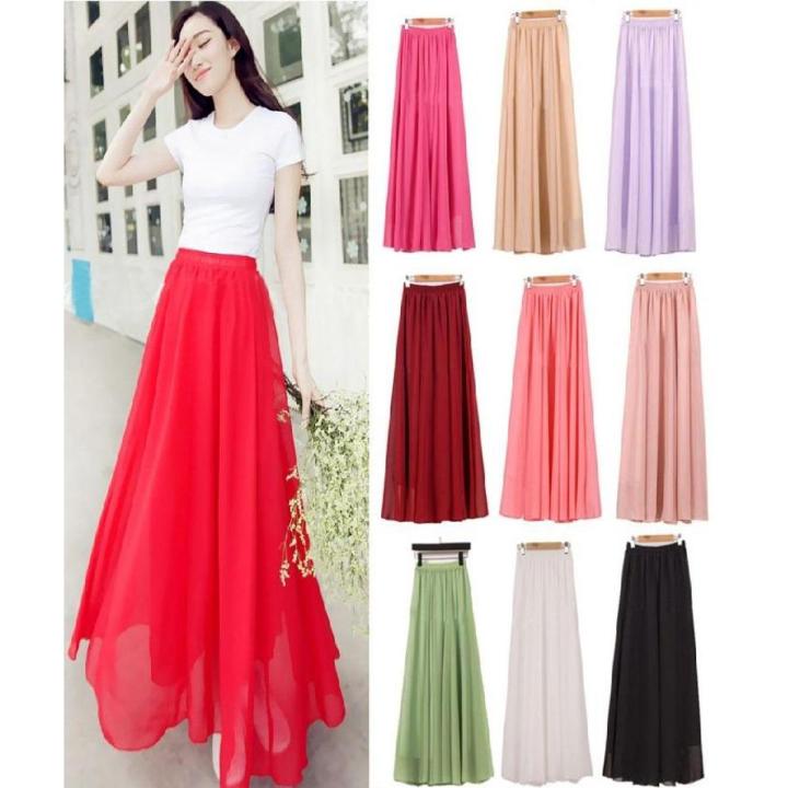 Long Length Chiffon Maxi Skirts Daraz.pk