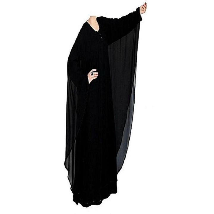 Abaya Black Chiffon Double Layer Abaya