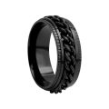 Silver Polishing Hip Hop Punk Spinning Rotatable With Chain Funky Hippy Stainless Steel Finger Rings Men Jewelry for Man. 