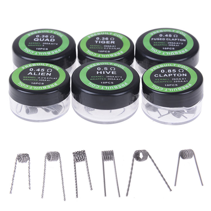 10Pcs A1 Alien Quad Hive Fused Clapton Tiger Heating Wire Premade RBA RDA Coil