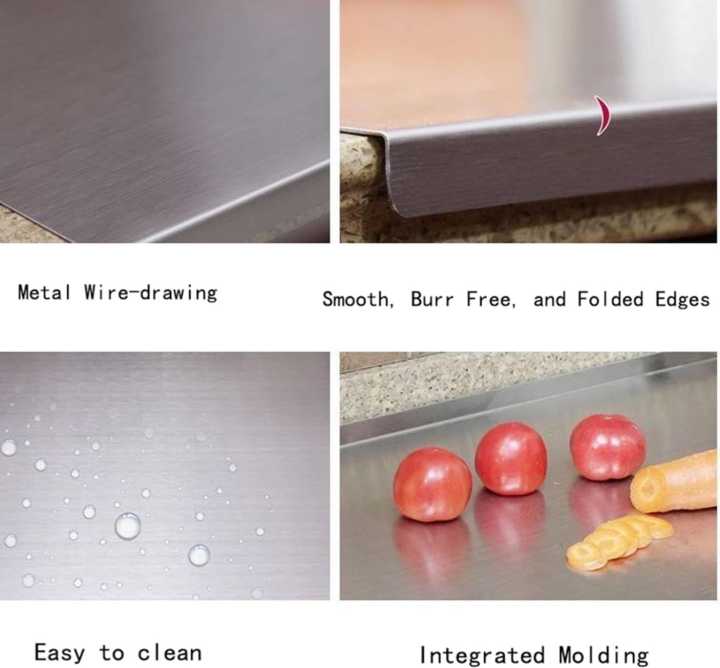 Food grade Cutting Board,Stainless steel Chopping board with lid,counter edge Board in 3 size Dough board non slip counter cutting board with lip