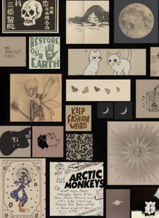 Dark Indie & Grunge Aesthetic PVC Sticker Sheet (Waterproof) – Uncut A6 ...