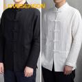 Men Long Sleeve Shirt Traditional Chinese Style Men's Mandarin Collar Shirt Long Sleeve Kung Fu Tai Chi Top with Pockets Authentic Tang Tops Uniform Tai Chi Shirt. 