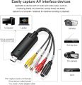 USB Video Capture Card Device, Audio Video Converter Grabber for RCA to USB-Convert VHS Mini DV VCR Hi8 DVD to Digital, for PC TV Tape Player Camcorder, MAC Windows Vista Compatible. 