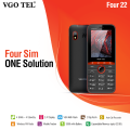 VGOTEL Four 22 - 2.4  Inch - 3000mAh Battery - Four Sim - Bluetooth - Wireless FM Radio - AnyColor. 