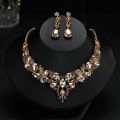 Wholesale Bridal Luxury Crystal Women Jewelry Set Earings Necklace Set Bridal Gift Wedding Dress Jewellery Set. 