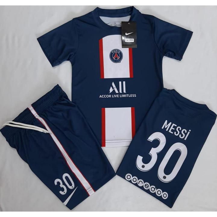 New soccer psg messi jr kids kit jersey with shorts for him