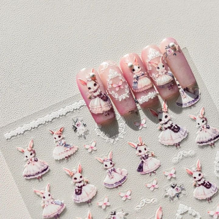 Noble%20Rococo%20Bunny%20Girl%20Pearl%20Butterfly%20Easter%20Egg%20Rabbit%20Soft%20Relief%20Self%20Adhesive%205D%20Nail%20Art%20Decoration%20Sticker%203D%20Nail%20Decal%20-%20Image%204