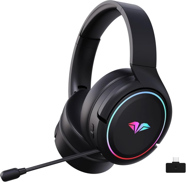 Python Fly X7 PRO Wireless Gaming Headset – Lossless 2.4 GHz & Bluetooth 5.1 30 Hour Battery Life – USB-C – 3D Audio -Retractable Mic – for PS5, PS4, PC, Mac, Android and Switch（Black
