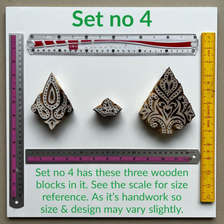 Wooden Blocks for block printing on fabric. These are hand carved block printing Wooden Stamps for textile art block print colours and paints.